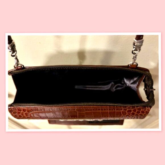 Vintage Brighton Crocodile Embossed Leather Crossbody Wallet - Purse - Picture 3 of 6